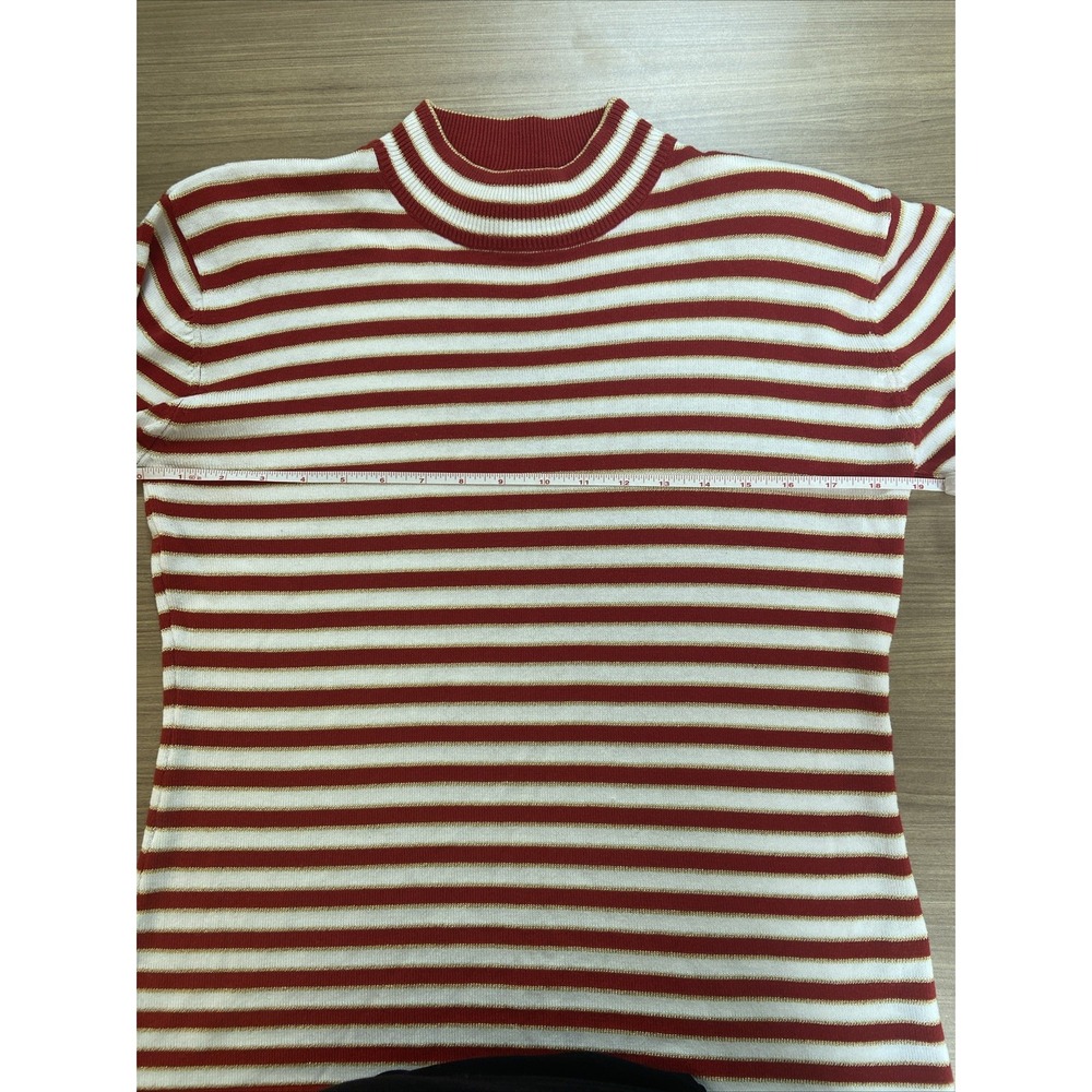 Vtg JH Collectibles Red White Gold‎ Sparkly Striped Womens Christmas Sweater 90s - Picture 4 of 6